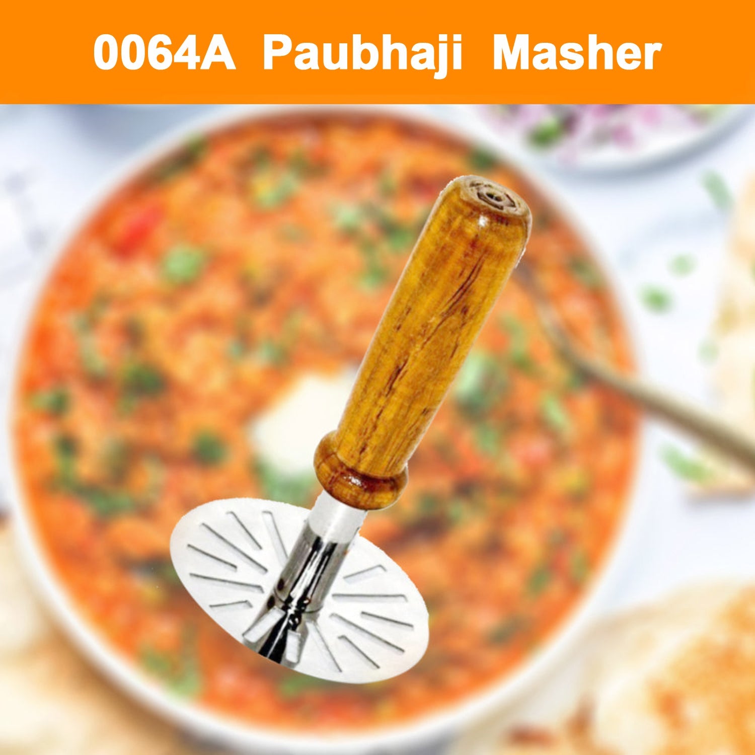 Stainless steel paubhaji masher, great for everyday kitchen use. Stainless steel paubhaji masher, great for everyday kitchen use.
